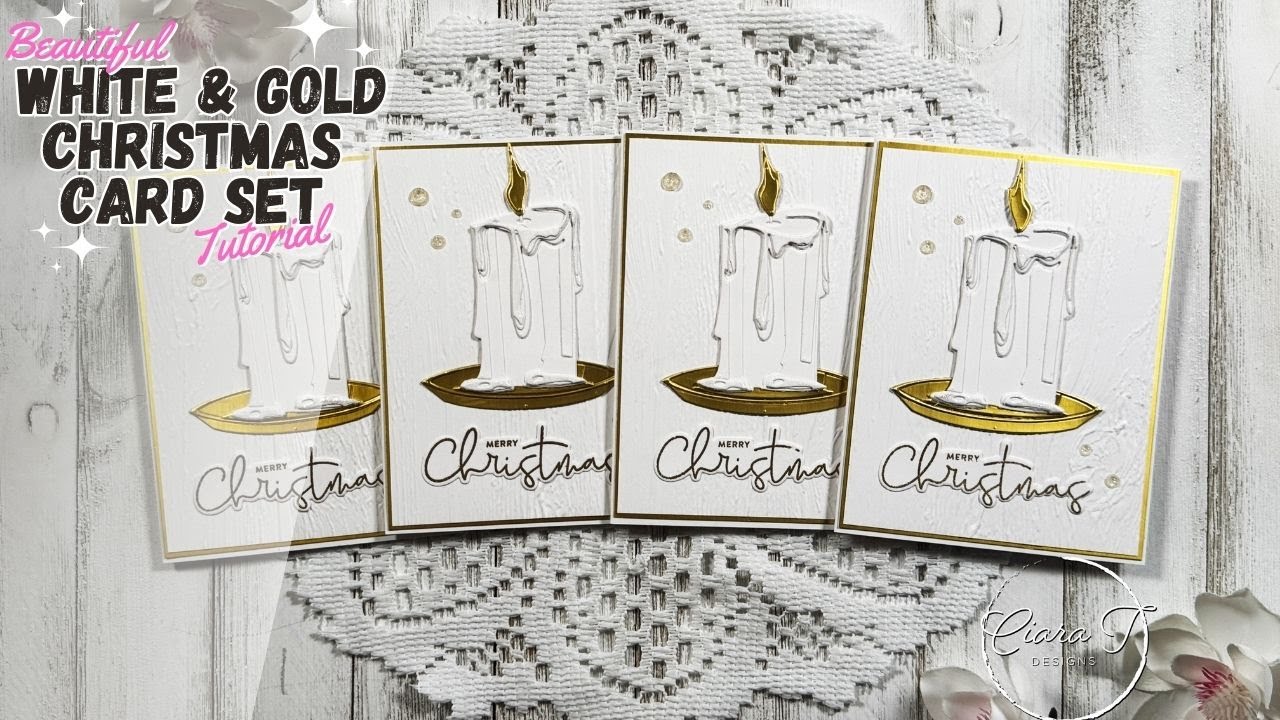 Beautiful White and Gold Christmas Card Set | Christmas in July Series ...