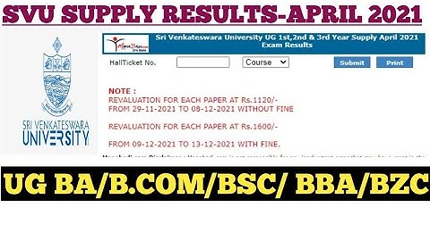 Sri Venkateswara University UG 1st,2nd & 3rd Year Supply April 2021 Exam Results