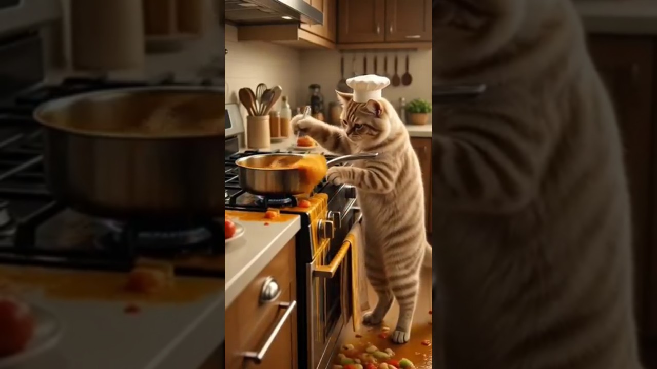 Chef Cat Cooking Disaster 🍲🐱😂 | Funniest Kitchen Fail!