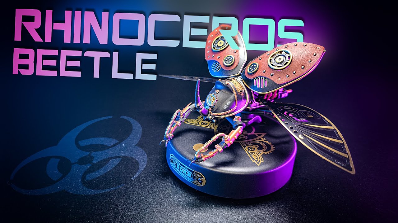 Let's Build Rhinoceros Beetle MI01 by ROKR Diy 3D Construction Kit | Robotime Model Review