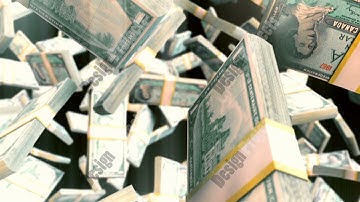 Abstract CGI motion graphics with falling canadian dollar bills