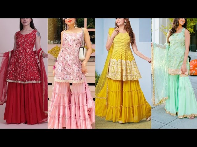 New Latest 2021 Party Wear And Wedding Sharara Gharara design