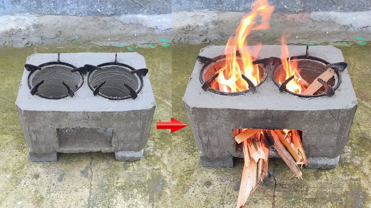 Super speed firewood stove from cement, sand, rack plastic At Home \ Self-Made Ideas From Cement