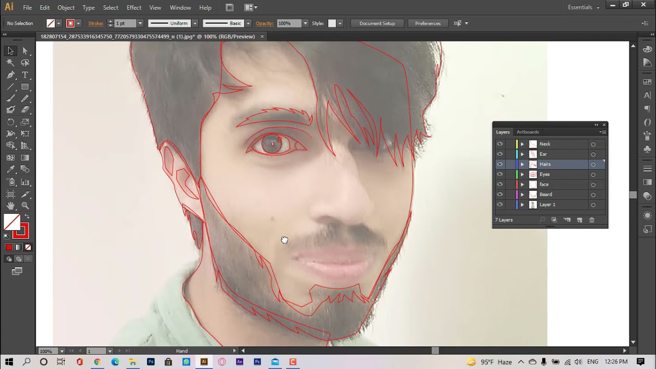 Vector face logo character Adobe illustrator