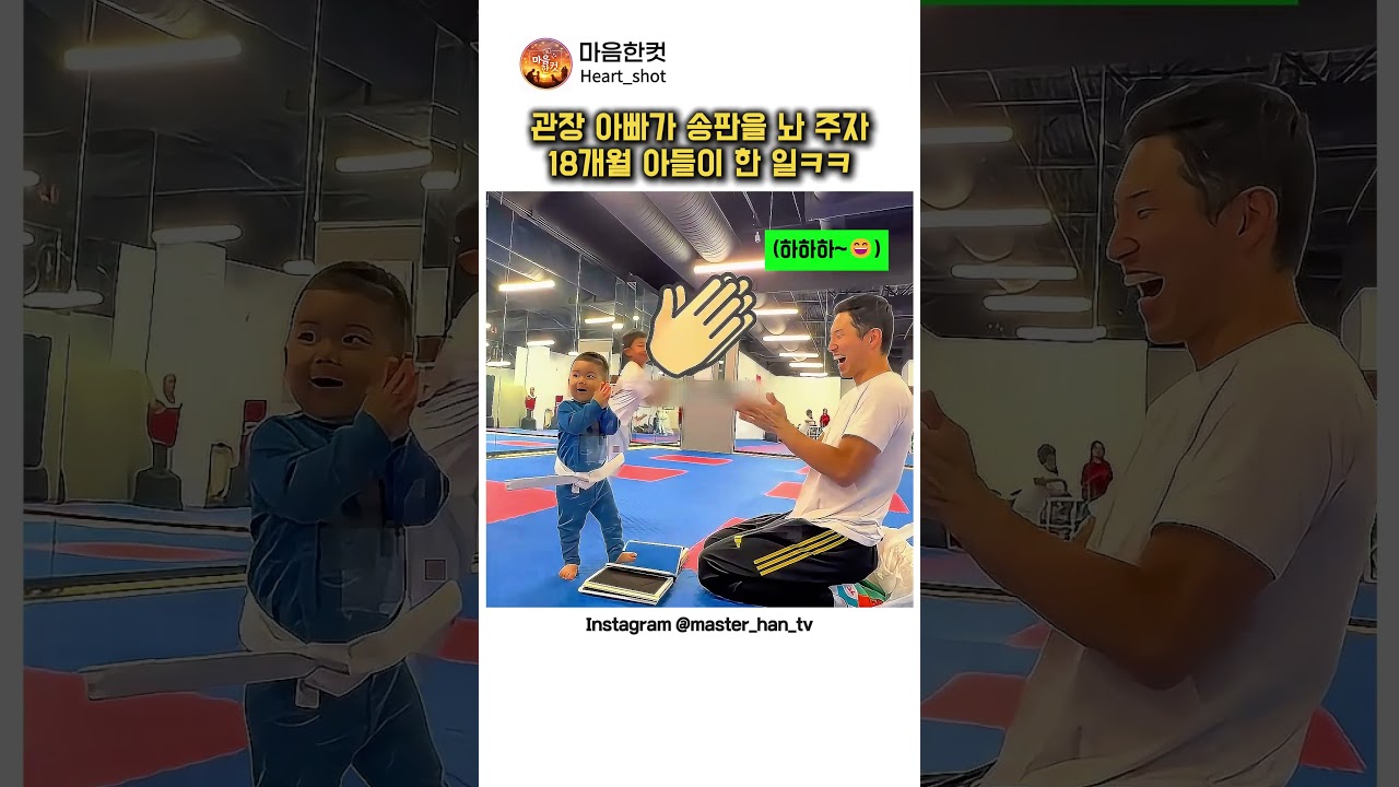 관장 아빠가 송판을 놔 주자 아들이 한 일