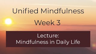 Lecture: Mindfulness in Daily Life  - Week 3 - Unified Mindfulness (Beginner’s Course)