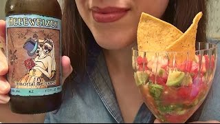 SassEsnacks ASMR | Eating Sounds - Seafood Salsa Recipe + Day of the Dead Ale | Beer | Mukbang