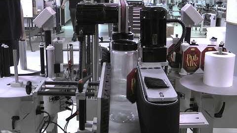 Quadrel | Labeling Systems | Front/ Back/ Bottom Application Round Plastic Containers