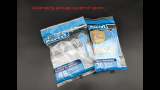 Chuany -stack mold+automatic package machine system for disposable cutlery (spoon, knife, fork)