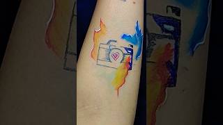 Colourful Camera pen tattoos #shorts #tattoo #pentattoo #temporarytattoo #art #colourfultattoo
