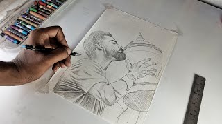Virat Kohli with trophy drawing tutorial 🖌️🎨🖌️ | how to draw Virat Kohli sketch | suresh k arts