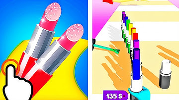 Lipstick Run DIY - Build Color Lipstick Girl Run - All Levels iOS Android GamePlay #8