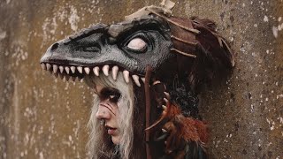 how I upcycled a kids mask into a dinosaur warrior look