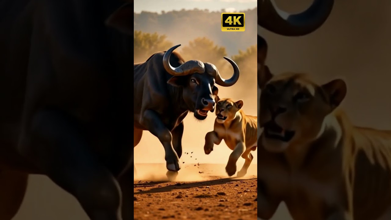 Epic Battle: Young Lion vs. Giant Buffalo – Who Will Win? | African Wildlife 