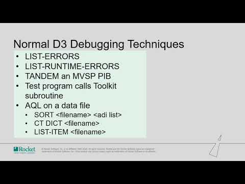 Debugging Overview, D3 & O/S Debugging Techniques