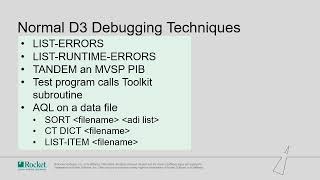 Debugging Overview, D3 & O/S Debugging Techniques