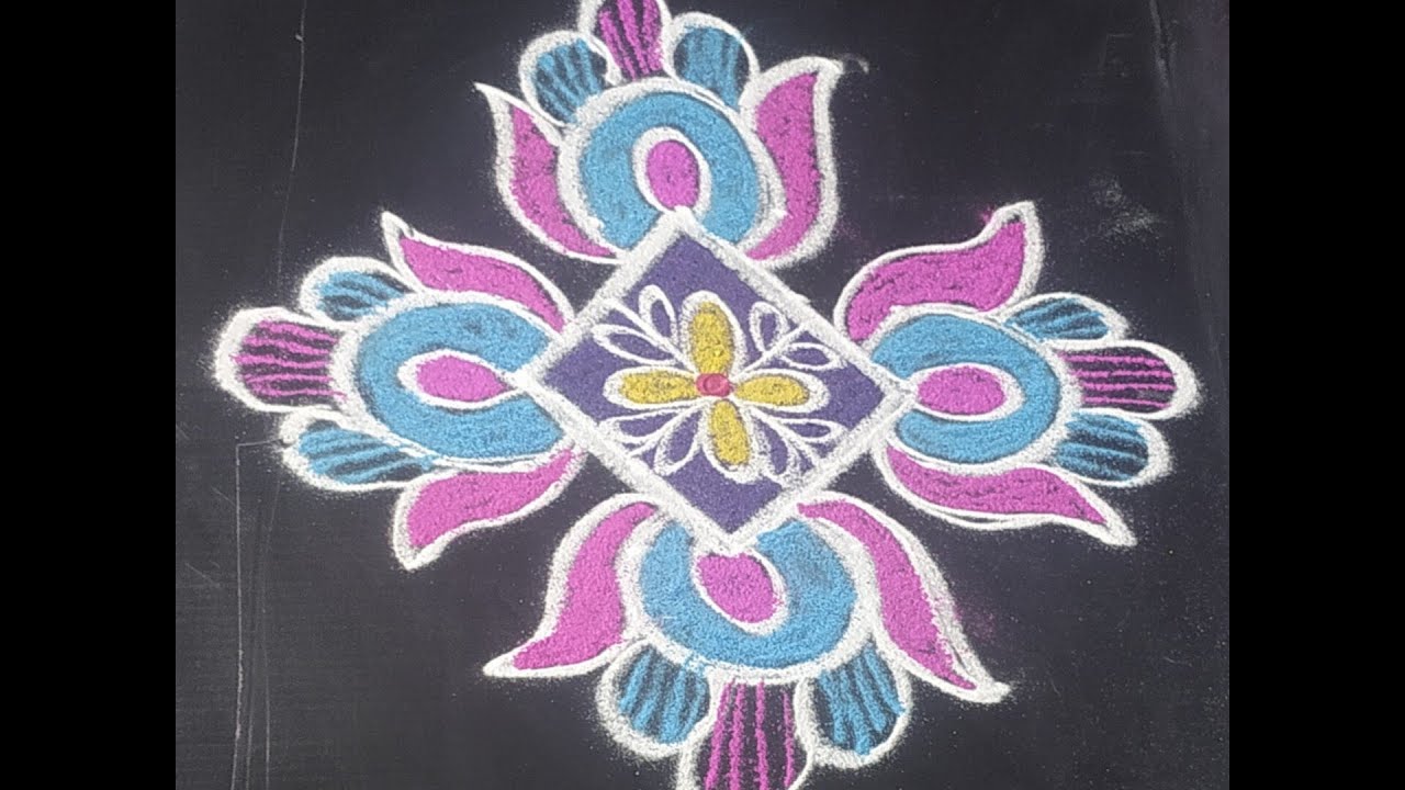 easy#rangoli ,5/dots, simple, kolam muggu easy daily use rangoli - YouTube