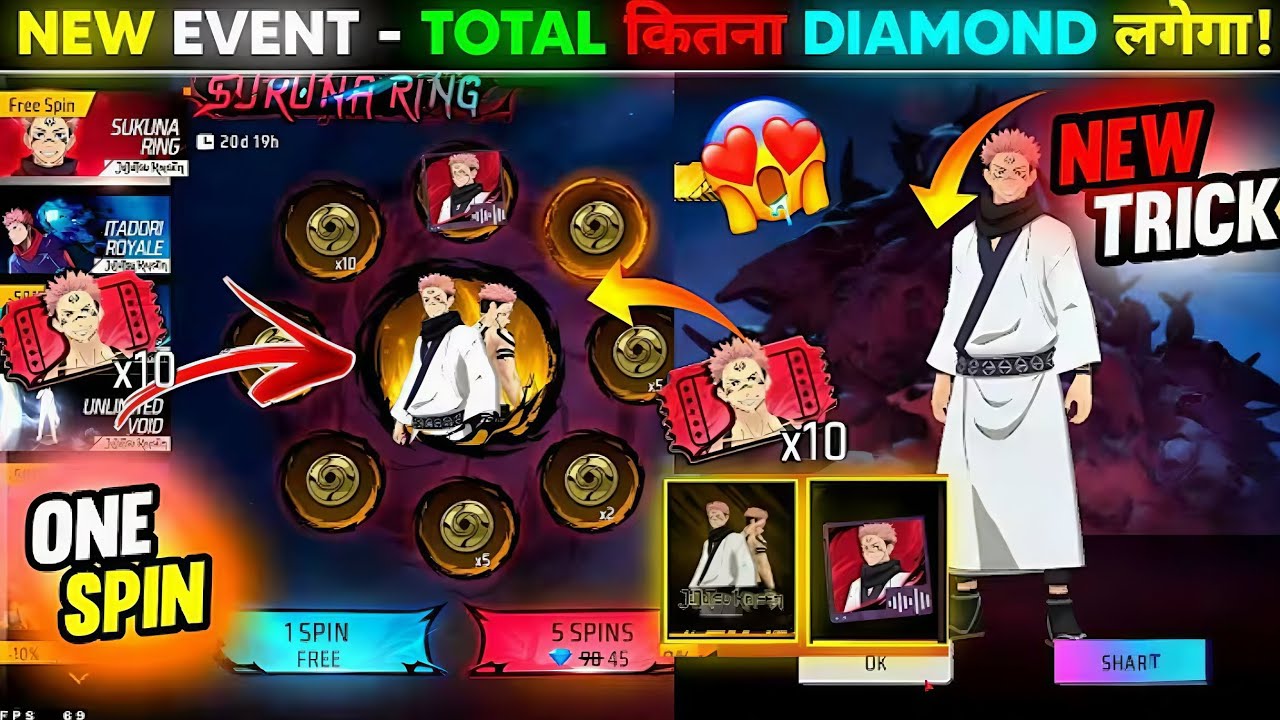 FREE FIRE NEW SUKUNA RING EVENT 😍 || FINALLY ALL FREE & RARE ITEMS REVIEW 🥳 