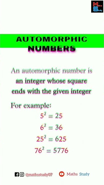 Automorphic numbers | #shorts - YouTube