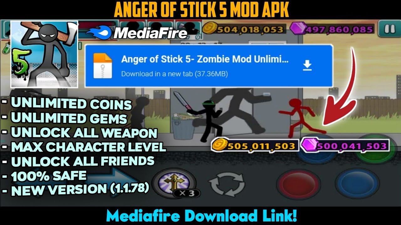 Anger Of Stick 5 Mod Apk Unlimited Gems v1.1.78 YouTube