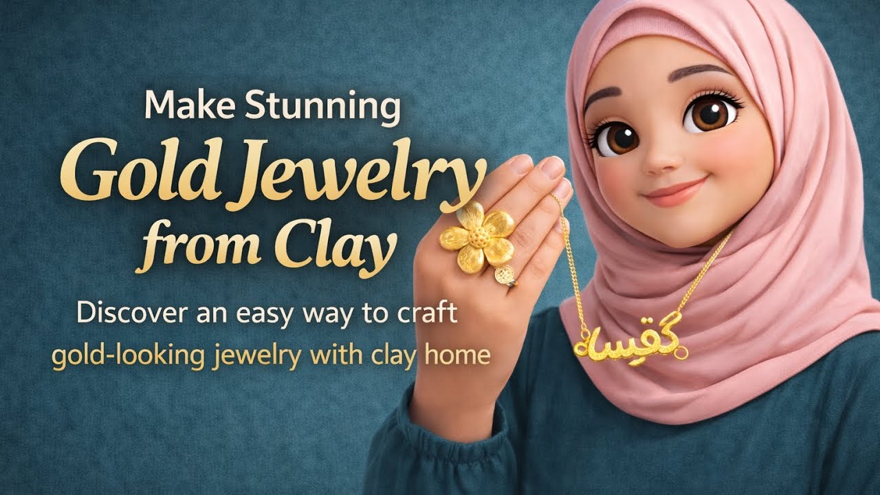 DIY Clay luxury look | Golden flower ring & Custom Name Locket✨️ Handmade 