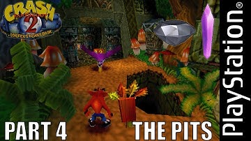 Crash Bandicoot 2: Cortex Strikes Back | Level 4 | The Pits | Crystal & Gem | PS1