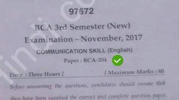 BCA 3rd Sem Communication Skill Question Paper Mdu #MduQuestionPaper