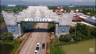KEINDAHAN GAPURA SELAMAT DATANG KOTA LAMONGAN DI LIHAT DARI DRONE