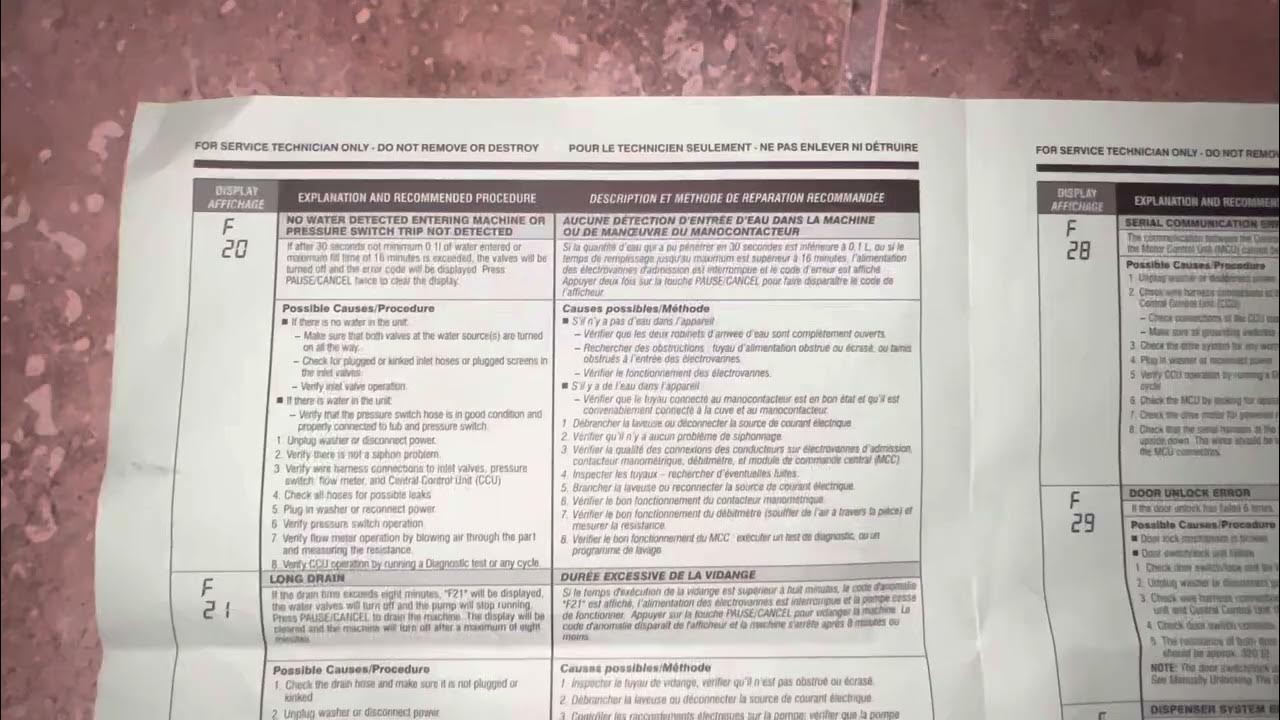 Whirlpool Duet Diagnostic Test Mode YouTube