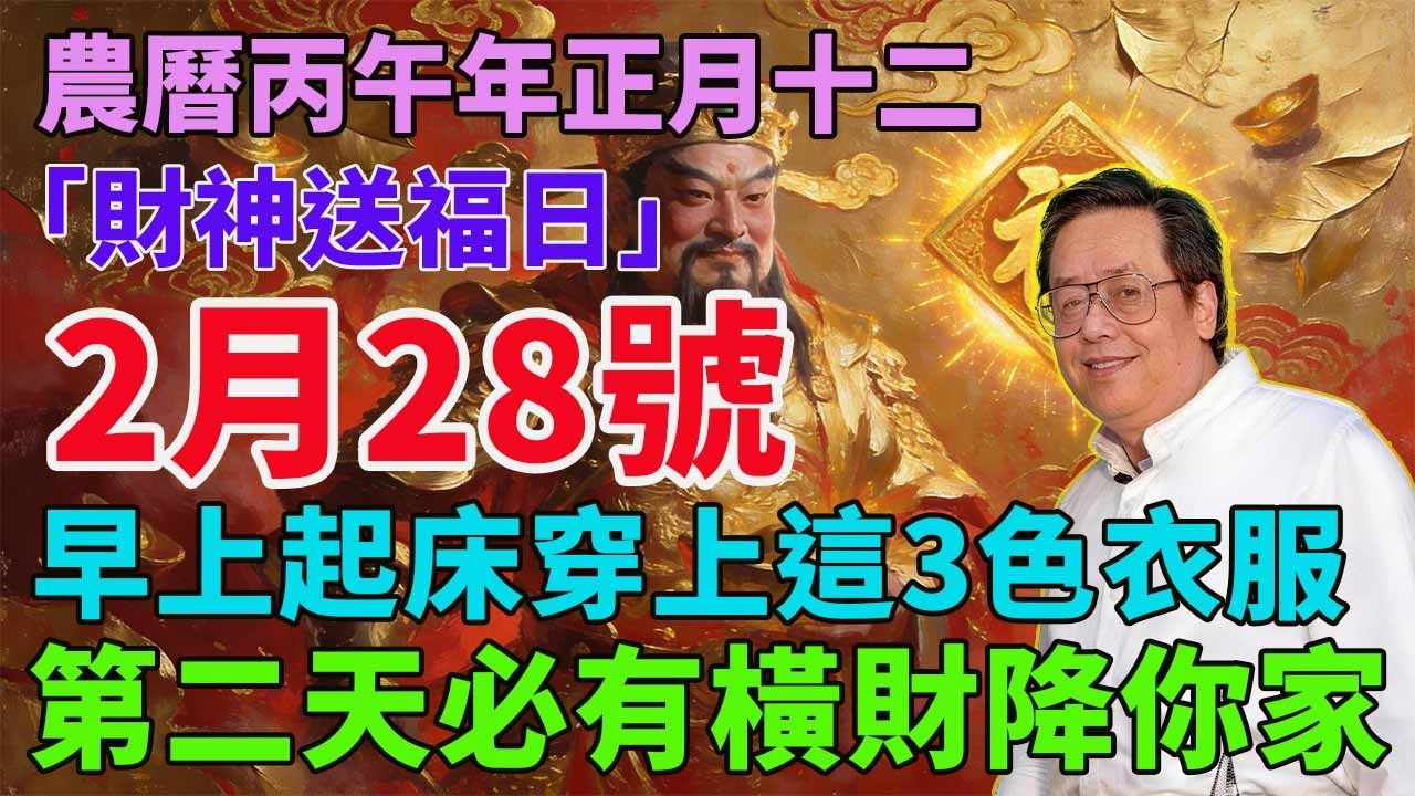 喜事駕到！2月28號，農曆丙午年正月十二，「財神送福日」，早上起床穿上這3色衣服，第二天必有橫財降你家，菩薩保你正財橫財大爆發！#佛學 #佛淨 #佛陀 #佛法 #佛教 #修行