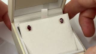 LFV233R: 6x4mm Lab Grown Ruby Oval Stud 1.20ct. 9k Gold