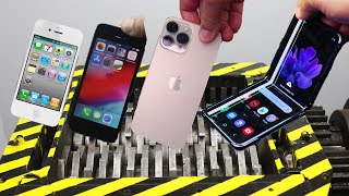 Shredding Iphone Pro Max 13 VS SAMSUNG FLIP VS IPHONE 4 VS IPHONE 5 SATISFYING by The Crusher 50,993 views 1 year ago 10 minutes, 5 seconds