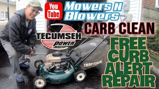 FREE CRAFTSMAN 21" 5HP TECUMSEH EAGER 1 PUSH LAWN MOWER CARBURETOR CLEAN RECOIL STARTER REPLACEMENT