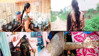 Saree Vlog ह गई तयर करव चथ क लग रह ह महद Indian Housewife Busy Routine
