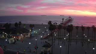 Wide view of Huntington Beach Pier Sunset
