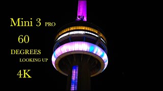 Night Drone Flight Toronto - Mini 3 Pro 60 Degrees Looking Up - (4K) Night Flight