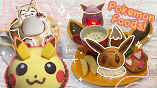 a full day eating only pokemon foods ♡ japan vlog 2022 | pokemon cafe, 3D foam latte, pikachu cake ♡