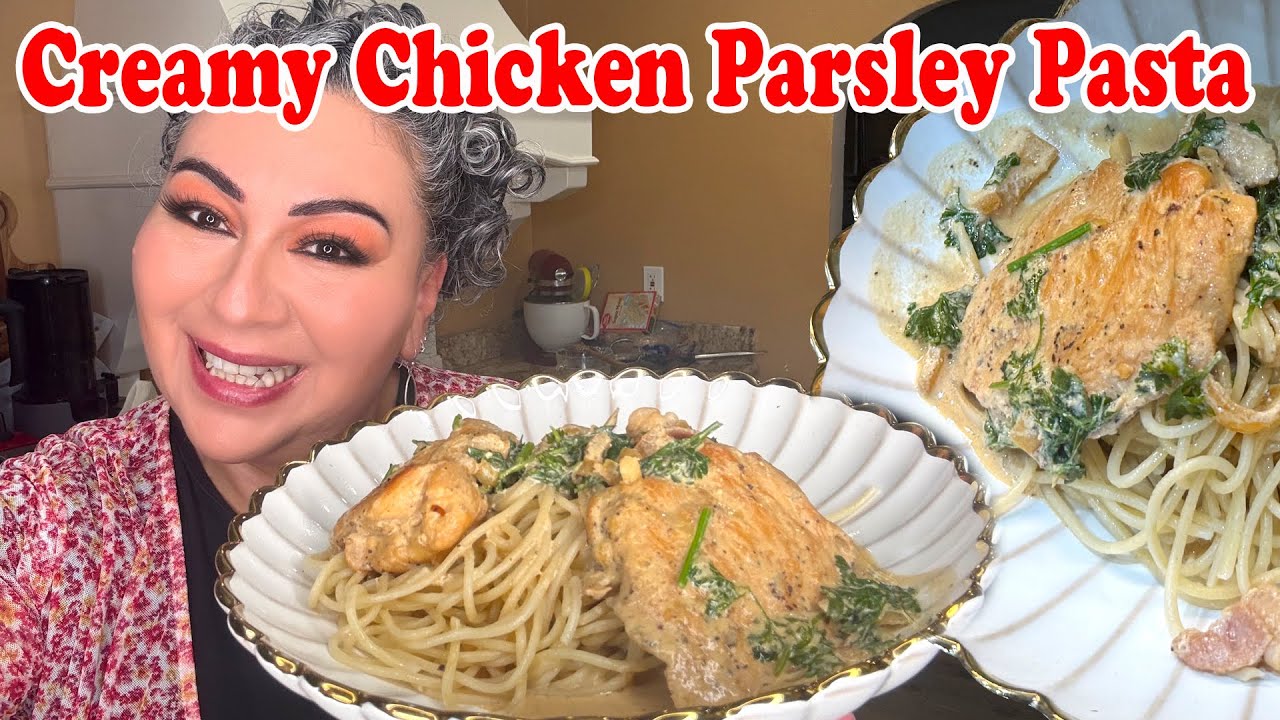 Рецепт пасты с курицей и петрушкой в ​​сливочном соусе | Простой домашний ужин