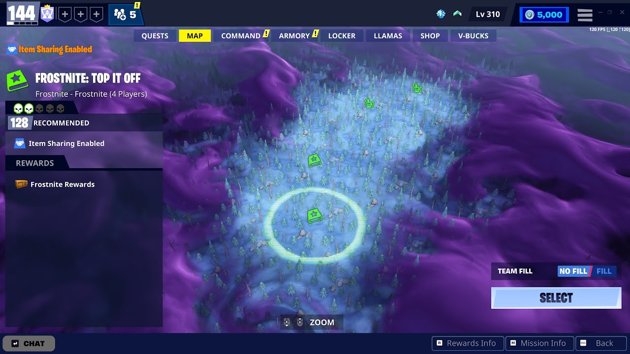 Fortnite Save The World / Frostnite: Top It Off / Mission Rating 128 / Solo / 2026-01-02