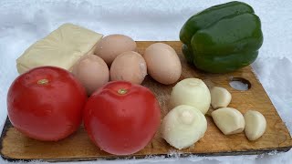 One Of The Best Breakfast. Cheese, Bell Pepper, Eggs, Tomatoes, Onion And Garlic