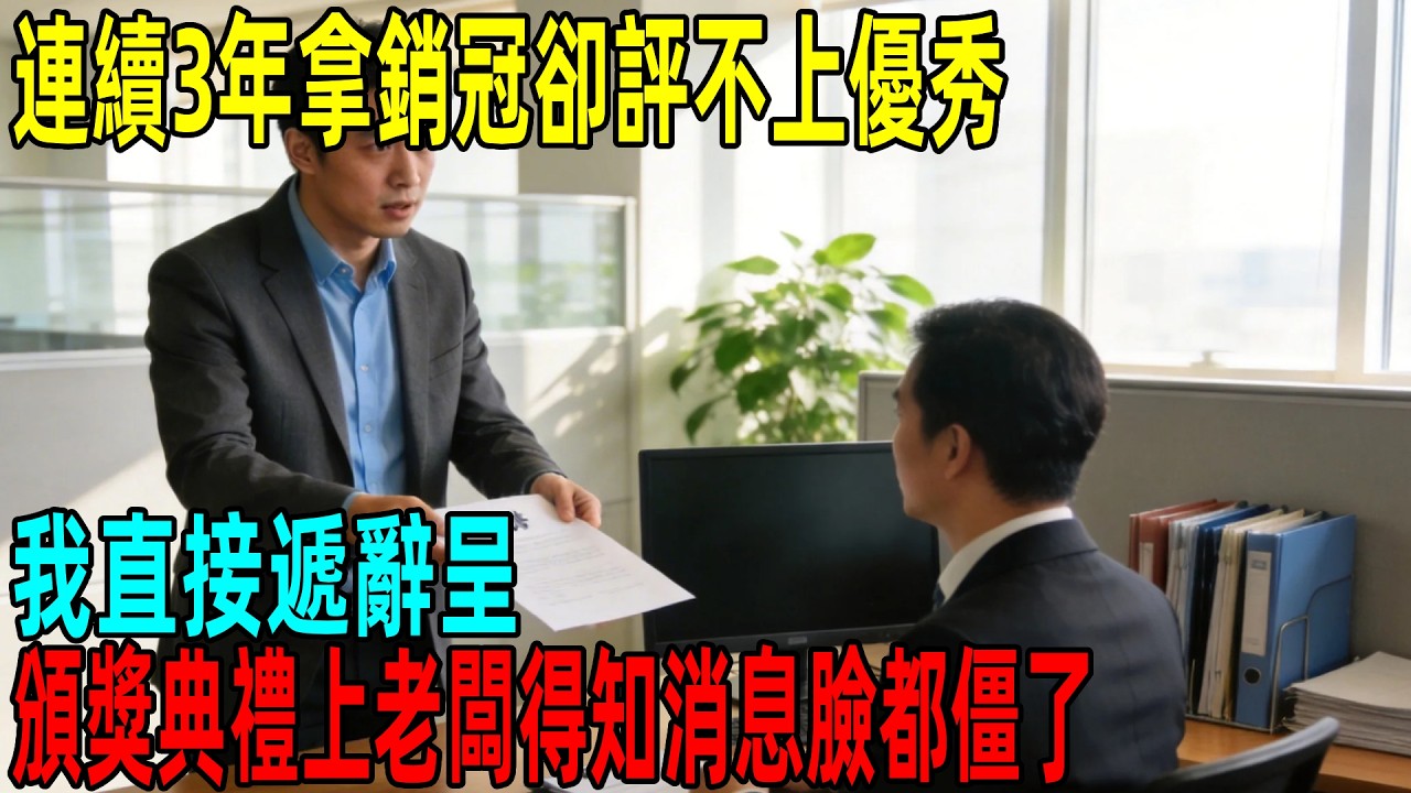 連續3年拿銷冠卻評不上優秀，我直接遞辭呈，頒獎典禮上老闆得知消息臉都僵了#情感故事 #故事頻道 #感人壹幕#溫情#溫情故事#正能量#故事#情感#中老年