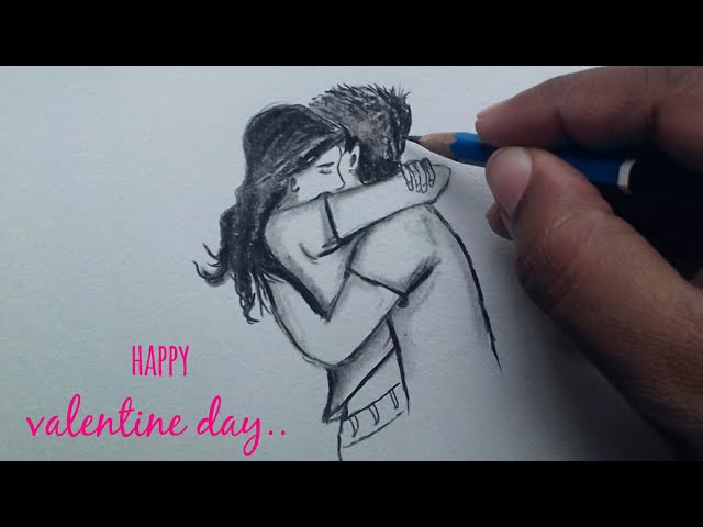 Valentine day drawing step by step for beginners  valentine special hug day   YouTube