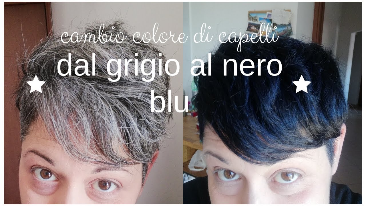 DAL BRIZZOLATO AL NERO BLU| copriamo i capelli grigi #restyling  #haircolortransformation - YouTube