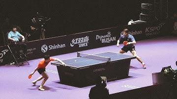 Ma Long serves and attacks (slow motion)
