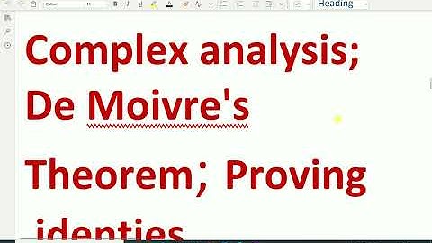 Complex Analysis : - ( De Moivre