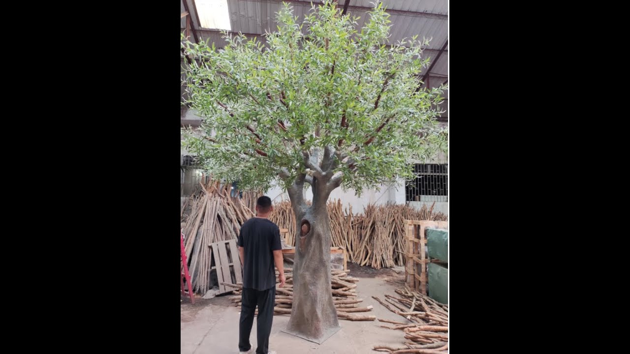 Natural artificial olive tree support custom - YouTube