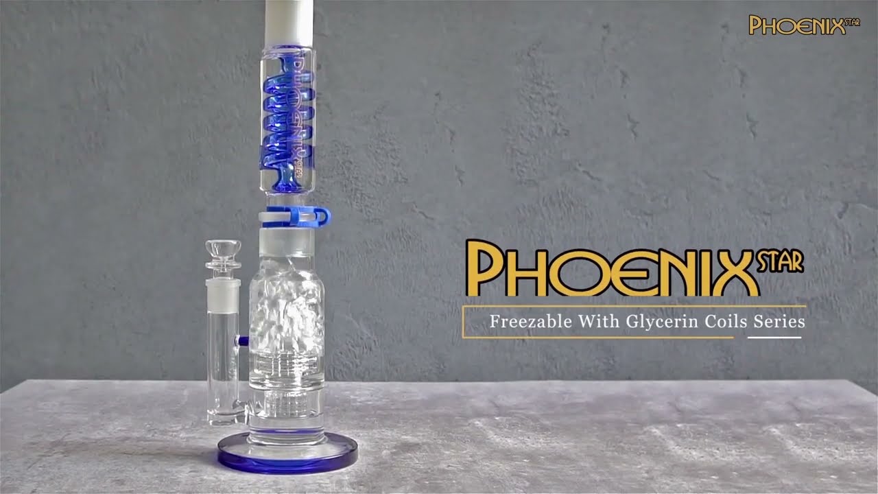Glycerin Glass Bong 14"  with Double Matrix Percs - Phoenix Star PHX06