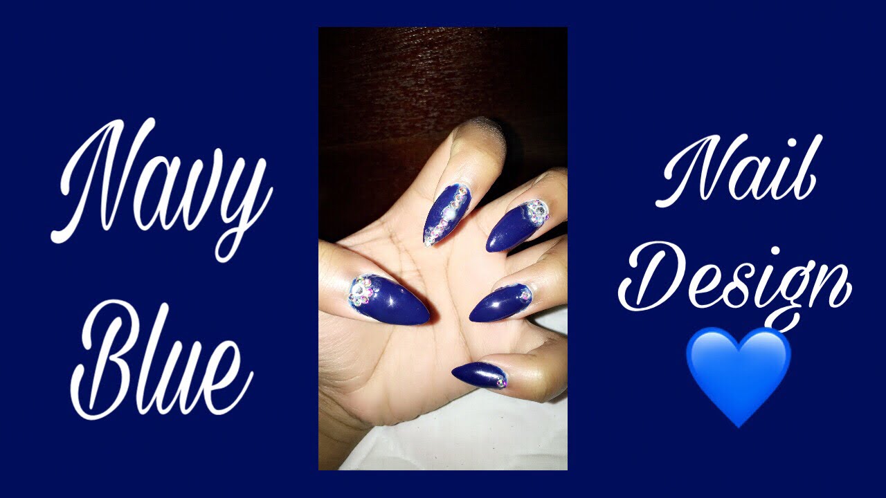 4. Navy Blue and White Striped Nail Design - wide 7