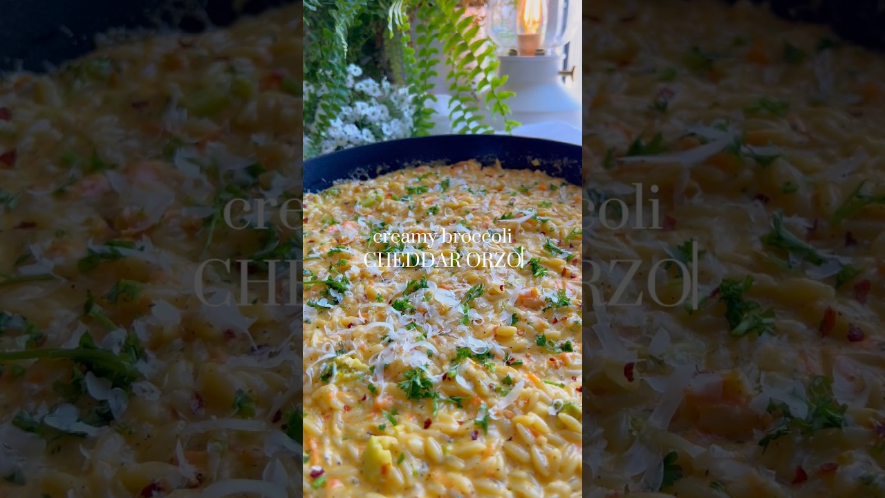 creamy broccoli cheddar orzo 🥦🧀recipe is on my blog kennascooks.com 