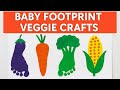 4 Easy Footprint Vegetables Craft 🍆🥕🥦🌽| Footprint Veggies Craft ideas🥗 #vegetables #carrot #corn 